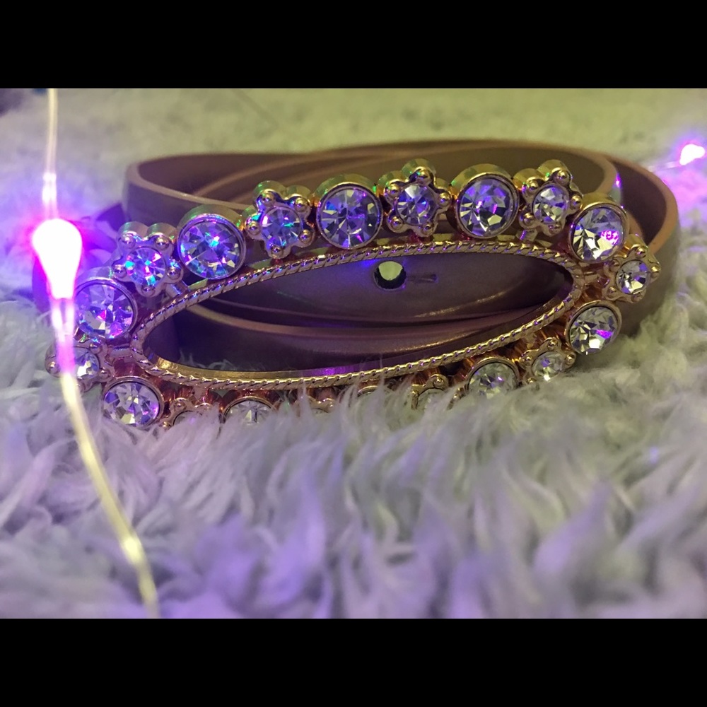 Oval Sliver Belt With Crystals